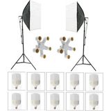 Ada Greenbox Ikili 5 Duylu Softbox 2 M Işık Ayağı 10 Adet 20 Wat LED Lamba Toplam 18 000 Lümen - Beyaz - Siyah