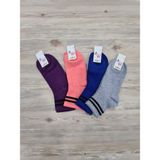 Ada Kadın Çorap Kısa Konç Çizgili Çok Renkli Çorap 4'lü Paket - 35 - 39 - Pembe