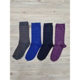 Ada Kadın Soket Çorap Ince Çizgili Çok Renkli Çorap 4'lü Paket - 35 - 39