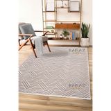 Ada Kilim Modern Salon Mutfak Koridor Kesme Yolluk Dokuma Makine Halısı zigzag krem Vizon