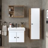 Ada Lavabolu Banyo Alt Dolabı + Banyo Üst Dolap + Banyo Boy Dolap Atlantik Çam - Beyaz