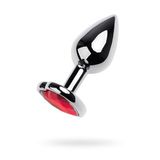 Ada Marketing Metal Anal Plug, Metal, gümüş, kırmızı kristalli, 7 cm, Ø 2,7 cm, 50 g