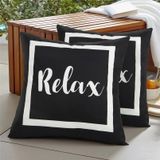 Adabana Açık Su Geçirmez Kırlent Kılıfları 45 x 45 cm 2'li Set Siyah Beyaz Yastık Kılıfı Veranda Mobilya Bahçe Sundurma için