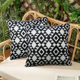 Adabana Dış Mekan Su Geçirmez Kırlent Kılıfları 45 x 45 cm 2'li Set Dekoratif Boho Çiftlik Evi Veranda Bahçe Sundurma Tezgahı için Yastık Kılıfları (Siyah ve Beyaz)
