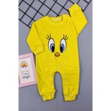ADABEBEK Tweety Desenli Alttan Çıtçıtlı Tarz Bebek Tulumu