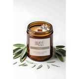 Adaçayı Kokulu Doğal Soya Mumu - Doğal Adaçayı Dekorlu Meditasyon Aromaterapi Kavanoz Mum - 240 cc - Beyaz