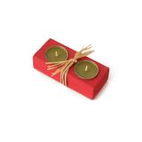 Adahşap Tealight 2'li Ahşap Mumluk Kırmızı