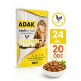 Adak Adult Yetişkin Kedi Yaş Mama Pouch Tavuk Etli 85 Gr X 24 Adet 24 Al 20 Öde
