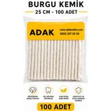 Adak Burgu Kemik Köpek Ödül Kemiği 25 cm 100 Adet %100 Doğal Sığır Derisi Diş Temizleme Çiğneme Kemiği