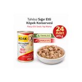 adak Tahılsız Sığır Etli Köpek Konservesi 415 gr x 24 Adet Parça Etli Yaş Mama Yetişkin Köpek Maması