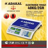 Adakal ACS-809+T Akülü ve Pilli Hassas Terazi 40 kg Kapasite ile Çift Ekran Fonksiyonu