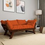 Adalar Masif Ceviz-turuncu Renk 2li Kanepe Cpt8173-210