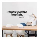 Adalet Mülkün Temelidir Yazılı Siyah 90x30cm Ahşap Duvar Tablosu