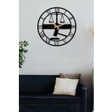 Adalet Terazisi - Avukat Metal Siyah Duvar Saati - Ev / Ofis Saati - Hediye Saat -50x50 Cm