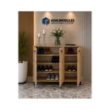 ADALIMODULES Ada Atlantik Çam 3 Kapaklı 3 Raflı Ayakkabılık Çok Amaçlı Dolap Ve Portmanto Ayakkabı Dolabı