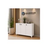 ADALIMODULES Ada Beyaz 3 Kapaklı 3 Raflı Ayakkabılık Çok Amaçlı Dolap Ve Portmanto Ayakkabı Dolabı