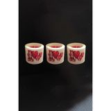 Adalinhome 6 cm Silindir Mum 3'lü Set Kalp Desenli ADMUMKLPS03 - 1 Adet