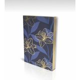 Adalinhome Lizy Premium Altın Varaklı Çizgili Defter – 15X21 Cm, Soft Touch, Kenar Yaldızlı - Mavi