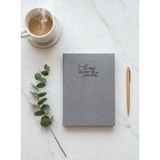 Adalinhome Lizy Süet Dokulu Çizgili Defter – Günlük ve Not Defteri / 14X20 Cm/ 168 Yaprak - Gri