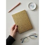 Adalinhome Parıltılı Çizgili Defter – Günlük ve Not Defteri / 14X20 Cm/ 168 Yaprak - Altın