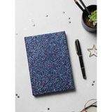Adalinhome Parıltılı Çizgili Defter – Günlük ve Not Defteri / 14X20 Cm/ 168 Yaprak - Lacivert