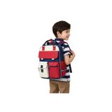 Adalinhome Retro Kolej Stil Sırt Çantası, Kırmızı Lacivert, Unisex
