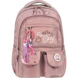 Adalinhome Smile Day Su Geçirmez Kore Tarzı Unisex Okul Sırt Çantası - Gül Kurusu