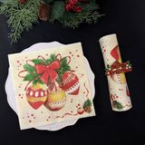 Adalinhome Yılbaşı Noel Christmas Desenli 20 Adet Kağıt Servis Peçete - Beyaz