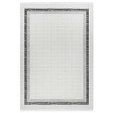 Adalizza Grid Motifli Geometrik Modern Tasarımlı Pamuk Tabanlı Salon - Oturma OdasıGri Renk Halı