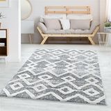 Adalizza Yumuşak Bukle Tabanlı Modern Kabartmalı 3d Inka Motif Desenli Gri Renkli Halı
