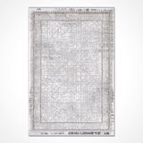 Adalynn Gri Çerçeveli Modern Geometrik Etnik Desenli Boho Makinada Yıkanabilir Hafif Hav Toz Vermez Leke Tutmaz Kaymaz Taban Dijital Makine Baskı Halı Oturma Odası Salon Yolluk Koridor Mutfak Halısı