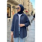 adamila Kadın Premium Oversize Gömlek Tesettür Salaş Uzun Kollu Kaliteli Tunik