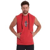 adams Erkek Kapüşonlu Kanguru Cepli Kolsuz Sweatshirt (Kırmızı, M)