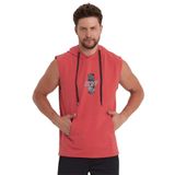 adams Erkek Kapüşonlu Kanguru Cepli Kolsuz Sweatshirt (Mercan, XL)