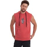 Adams Erkek Kapüşonlu Kanguru Cepli Kolsuz Sweatshirt - Mercan