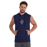 adams Erkek Kapüşonlu Kanguru Cepli Kolsuz Sweatshirt (Midnight, L)