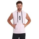 adams Erkek Kapüşonlu Kanguru Cepli Kolsuz Sweatshirt (Pembe, XXL)