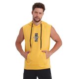 adams Erkek Kapüşonlu Kanguru Cepli Kolsuz Sweatshirt (Sarı, L)
