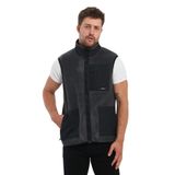 adams Erkek Polar Kolsuz Çift Renk Yelek 3 Cepli Comfort Fit Kesim (Antrasit, L)