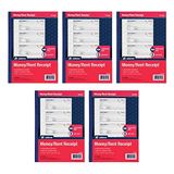 Adams Para ve Kira Makbuzu Defteri, 3 Parça Karbonsuz, 2,5 cm x 25,5 cm (17,5 cm) Ciltli Sarma Kapak, Kitap Başına 100 Takım, Sayfa Başına 4 Makbuz, Her Pakette 5 Kitap (TC1182-5)