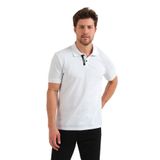 Adams Polo Yaka %100 Pamuk Sırt Siyah Şeritli Reflektör Logo Baskılı Kısa Kol Beyaz Erkek Tişört