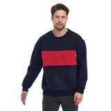 Adams Sportswear Erkek 3 İplik Oversize Sweatshirt (Kırmızı & Lacivert, L)