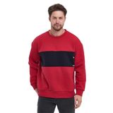 Adams Sportswear Erkek 3 İplik Oversize Sweatshirt (Kırmızı & Lacivert, XXL)