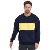 Adams Sportswear Erkek 3 İplik Oversize Sweatshirt (Lacivert & Sarı, L)