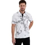 Adams Sportswear Gölge Desenli Spor Polo Yaka Erkek Kısa Kol Tişört (Beyaz, XXL)