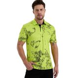 Adams Sportswear Gölge Desenli Spor Polo Yaka Erkek Kısa Kol Tişört (Neon Yeşil, L)