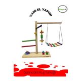 ADAPATİ PET Kuş Tünekli Oyuncaklı Parkur