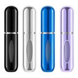 ADAPTOLL Mini Doldurulabilir Parfüm Şişesi – Taşınabilir Seyahat Boy Atomizer Cep Sprey Seti, Pompalı Dolum Kabı, Kompakt, Sızdırmaz ve Dayanıklı Tasarım (Modern, 4 Adet-Siyah, Gümüş, Lacivert, Lila)