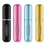 ADAPTOLL Mini Doldurulabilir Parfüm Şişesi – Taşınabilir Seyahat Boy Atomizer Cep Sprey Seti, Pompalı Dolum Kabı, Kompakt, Sızdırmaz ve Dayanıklı Tasarım (Modern, 4 Adet-Siyah, Pembe, Açık Mavi, Gold)
