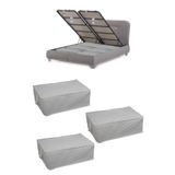 ADARYA HOME 3 Adet Kapitone Desenli Çekyat-baza Altı Hurç 60x40x22(BEYAZ)